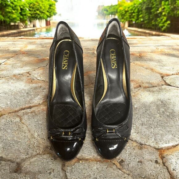 Chaps Shoes - Chaps Black Wedge Pumps Patent Leather Size 7 Women’s